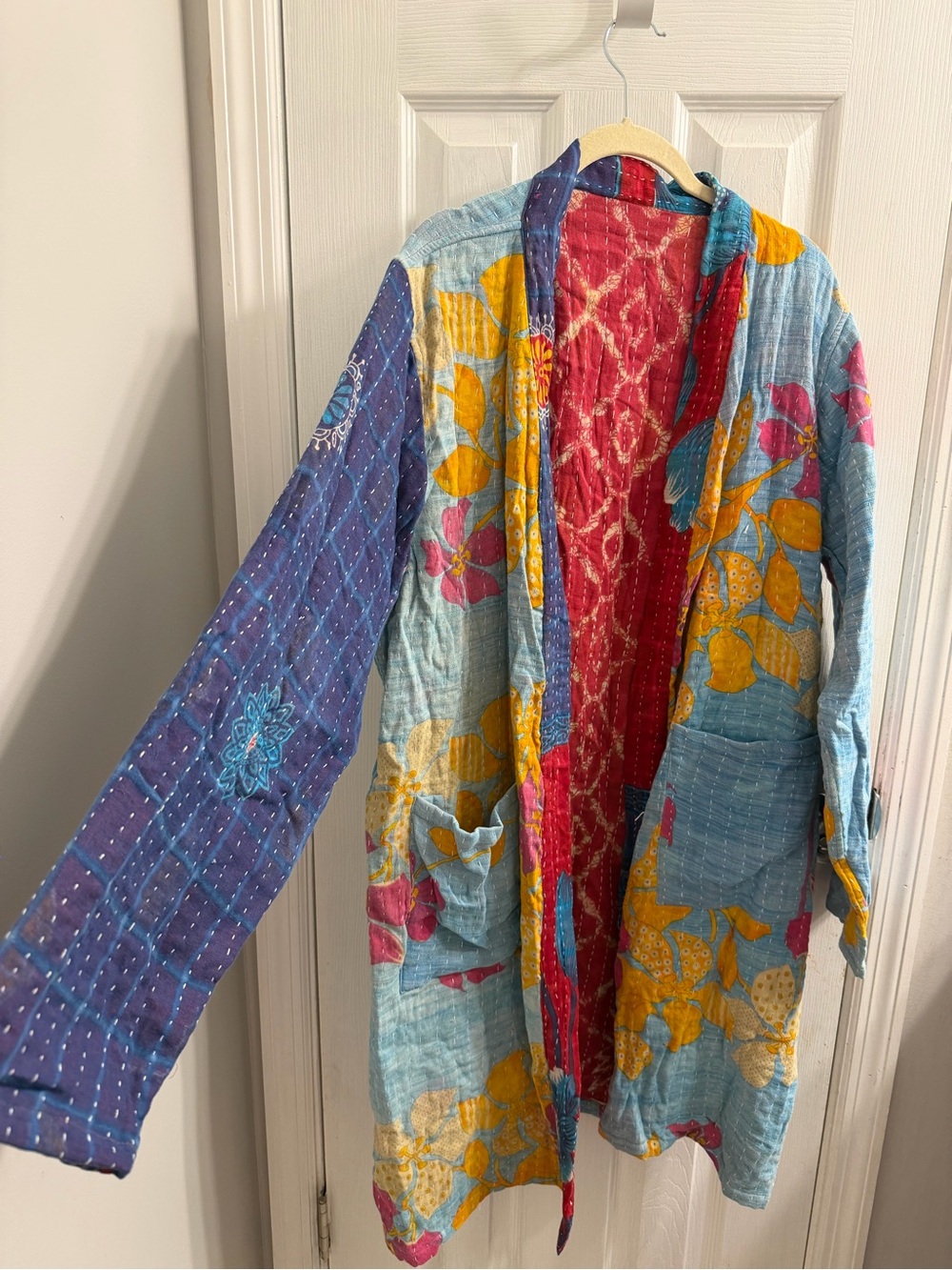 Reversible Kantha Kimono Robe Duster - Picture 3 of 8